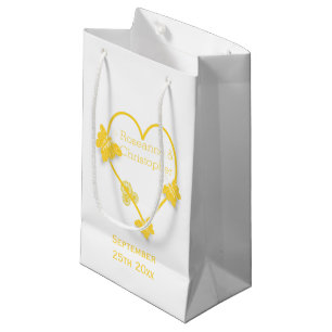 Petit Sac Cadeau Papillon jaune Mariage de conception cardiaque