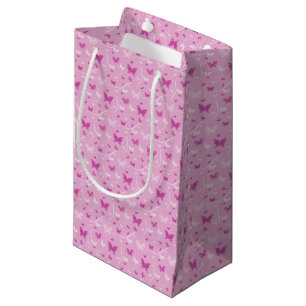 Petit Sac Cadeau Papillon rose Coeur d'amour