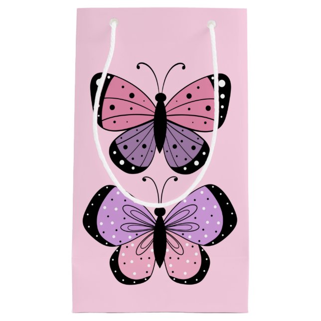 Petit Sac Cadeau Papillon rose et violet  (Devant)