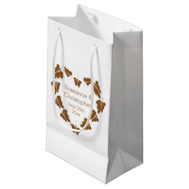 Petit Sac Cadeau Papillons couleur chocolat Mariage design (Devant Angle)