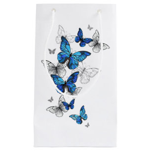 Petit Sac Cadeau Papillons volants bleus Morpho
