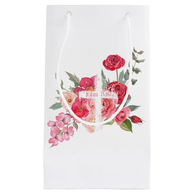 Petit Sac Cadeau Pâques/Croix/Jean3:16/Jésus (Devant)