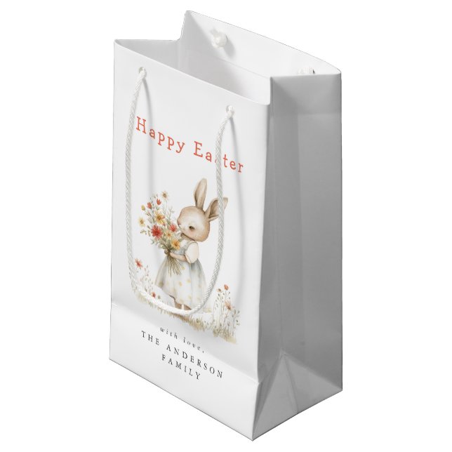 Petit Sac Cadeau Pâques Floral Aquarelle (Devant Angle)