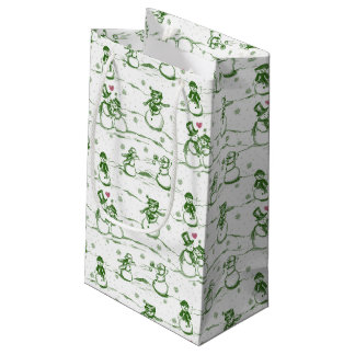 Petit Sac Cadeau Parade des neiges toile - vert