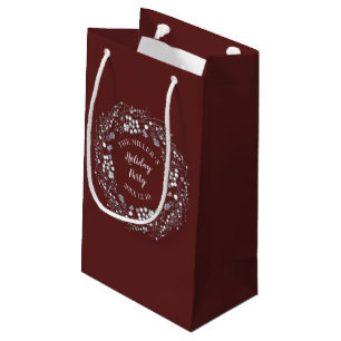 Petit Sac Cadeau Partie blanche rouge de guirlande de baies d'hiver