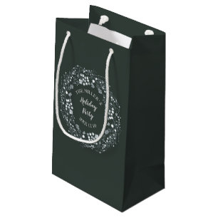 Petit Sac Cadeau Partie blanche verte de guirlande de baies d'hiver