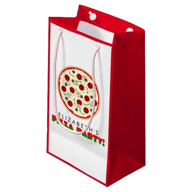 Petit Sac Cadeau Partie de pizza (Devant Angle)