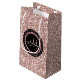 Petit Sac Cadeau Partie Girly d'or de rose de parties scintillantes