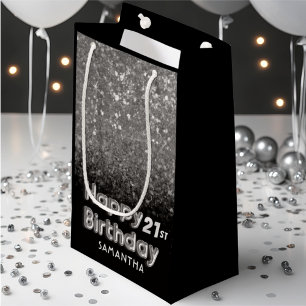 Petit Sac Cadeau Parties scintillant d'argent d'anniversaire