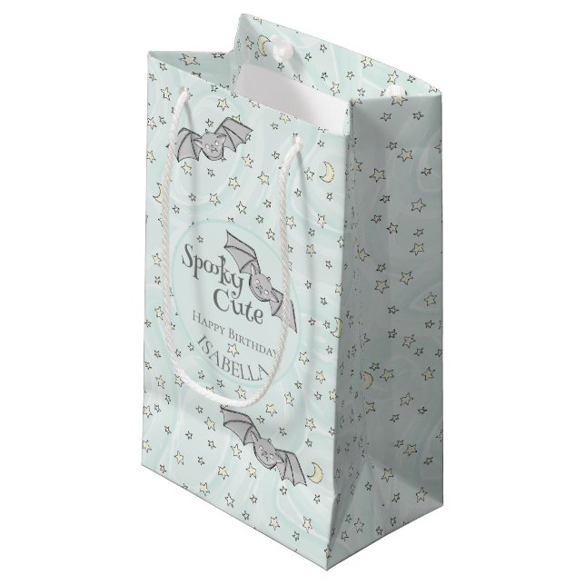 Petit Sac Cadeau Pastel Mint Bats Éffrayant Cute (Devant Angle)