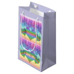 Petit Sac Cadeau Pastel Rainbow of Hearts & Love