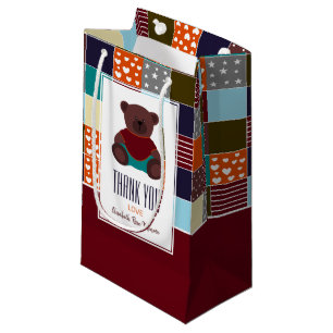 Petit Sac Cadeau Patchwork Teddy Bear, Baby shower Merci Favoriser