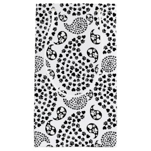Petit Sac Cadeau Pâtes De Chien Noir Et Blanc Et Coeurs Paisley Imp