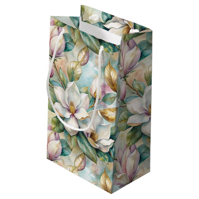 Petit Sac Cadeau Pattern Elegant Magnolia Flowers (Dos Angle)