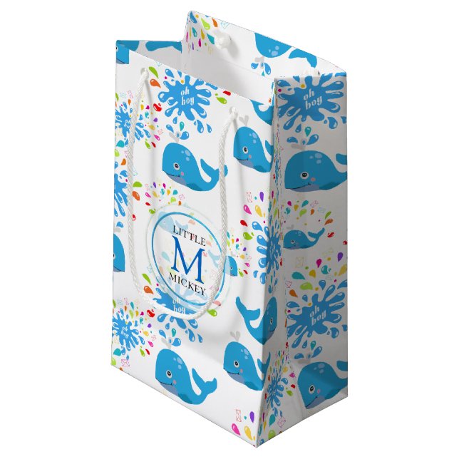 Petit Sac Cadeau Patterson monogram bleu de Whale (Devant Angle)