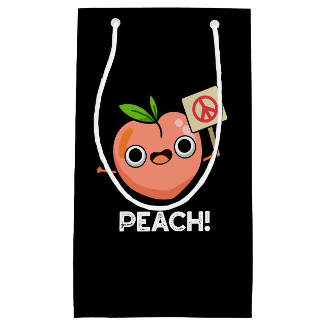 Petit Sac Cadeau Peach Funky Peace Fruit Pun Dark BG (Devant)