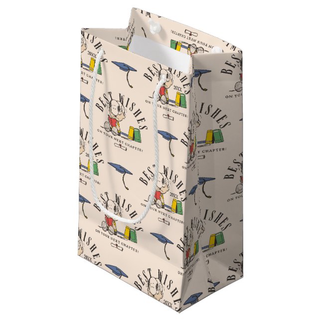 Petit Sac Cadeau Peanuts Snoopy Meilleurs Vœux Motif de Remise de D (Devant Angle)