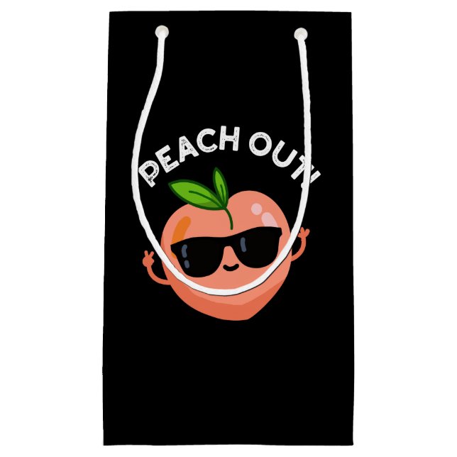 Petit Sac Cadeau Pêcher Funky Fruit Pun Dark BG (Devant)