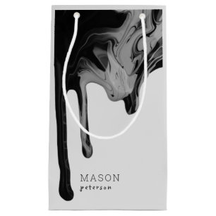 Petit Sac Cadeau Peinture de séchage Abstrait noir et gris