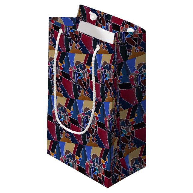 Petit Sac Cadeau Peinture de taureau abstrait par Alfred Fox (Devant Angle)