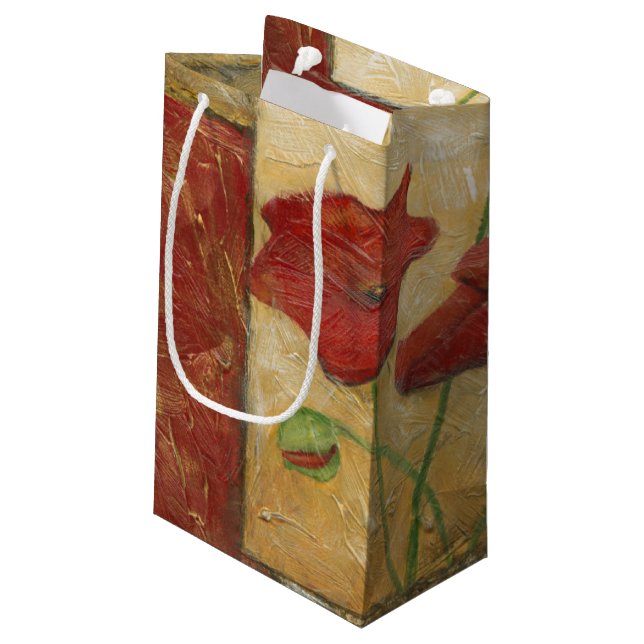 Petit Sac Cadeau Peinture florale avec traits de pinceau visibles (Dos Angle)