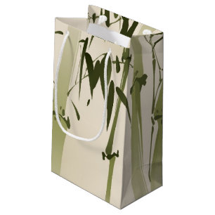 Petit Sac Cadeau Peinture orientale de style, branches 2 de bambou