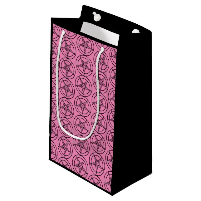 Petit Sac Cadeau Pentagramme rose Baphomet Satané (Devant Angle)
