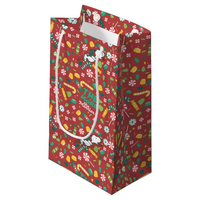Petit Sac Cadeau Peppermint Dreams Snoopy Candy Motif (Devant Angle)