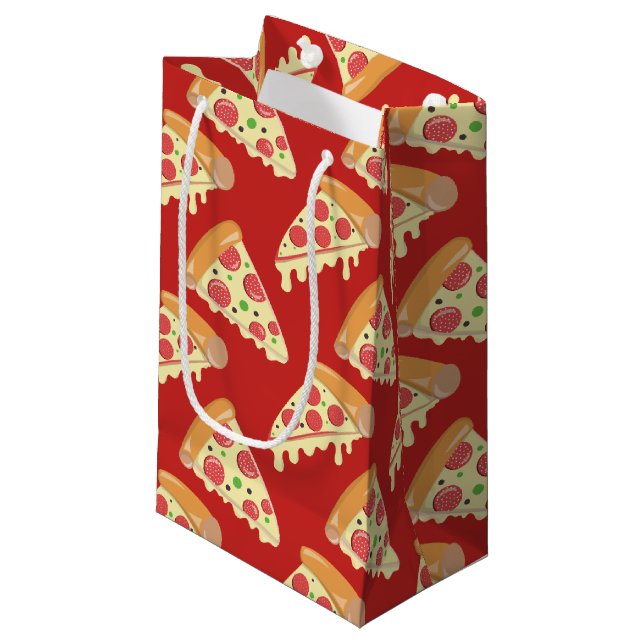 Petit Sac Cadeau Pepperoni Pizza (Devant Angle)