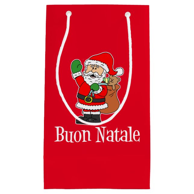 Petit Sac Cadeau Père Noël de Noël italienne de Buon Natale (Devant)