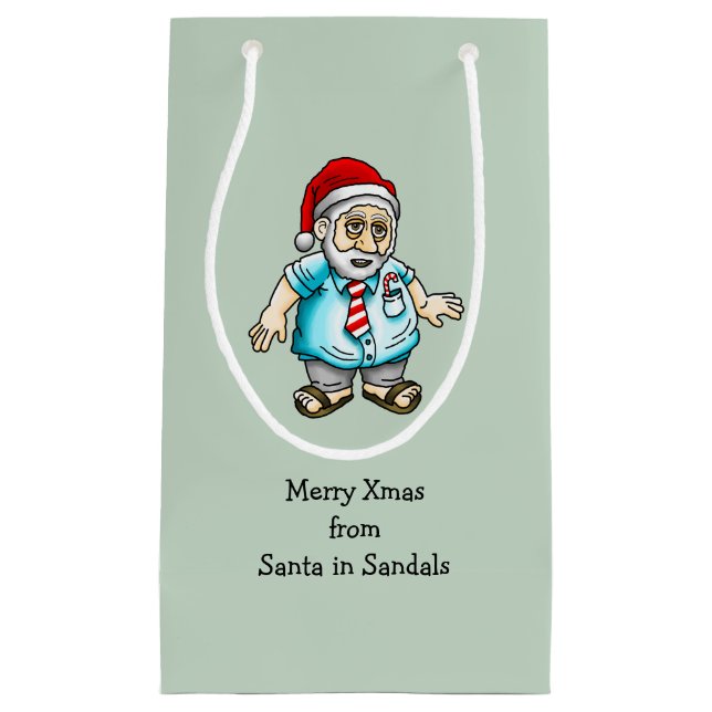 Petit Sac Cadeau Père Noël en sandales (Devant)