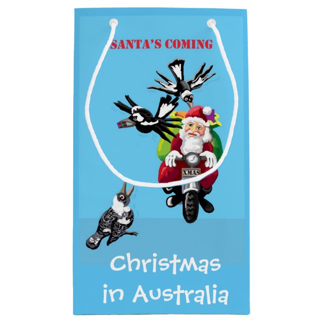 Petit Sac Cadeau Père Noël postman livre des cadeaux (Dos)