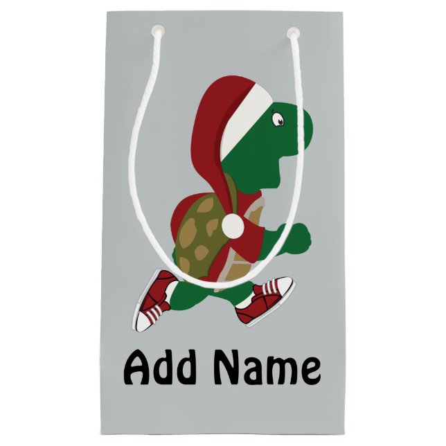 Petit Sac Cadeau père Noël Running Turtle (Devant)