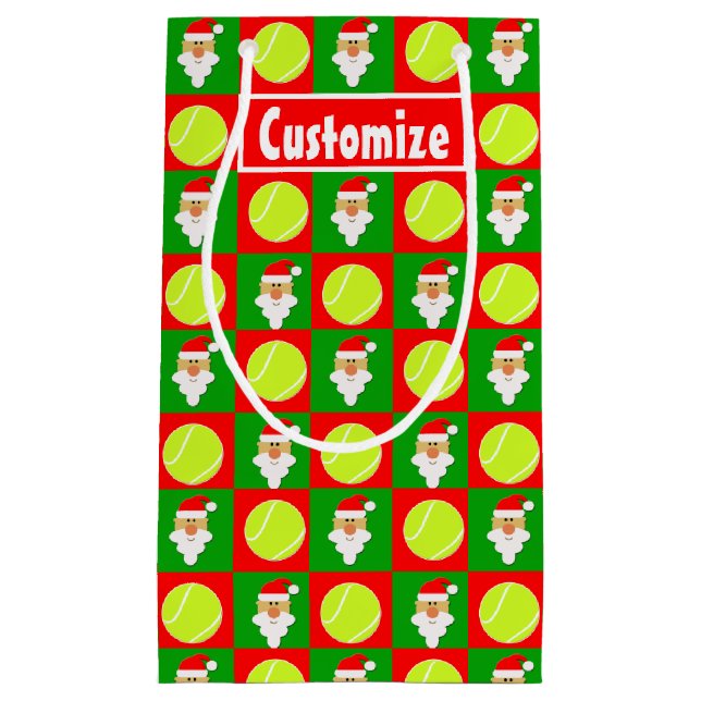 Petit Sac Cadeau Père Noël Tennis Player Personnalisé Nom / Texte N (Devant)