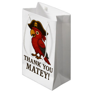 Petit Sac Cadeau Perroquet de pirate d'or rustique