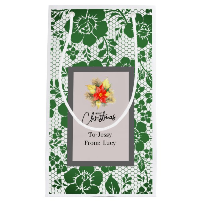 Petit Sac Cadeau Personalized Christmas Bag Gray Serif Font   (Devant)