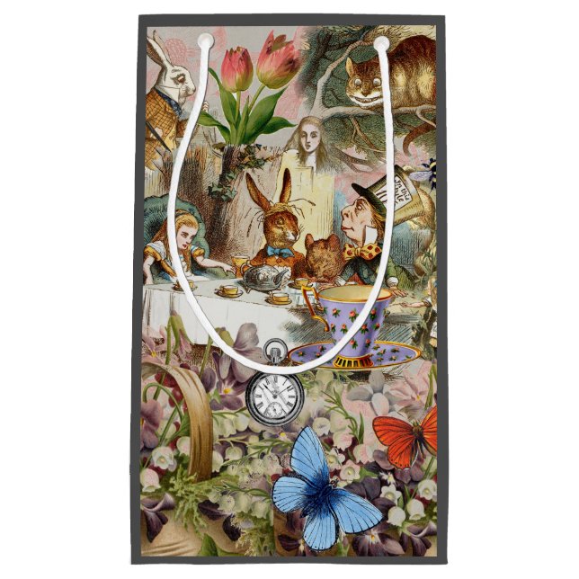 Petit Sac Cadeau Personnages de la fête du thé Alice in Wonderland (Devant)