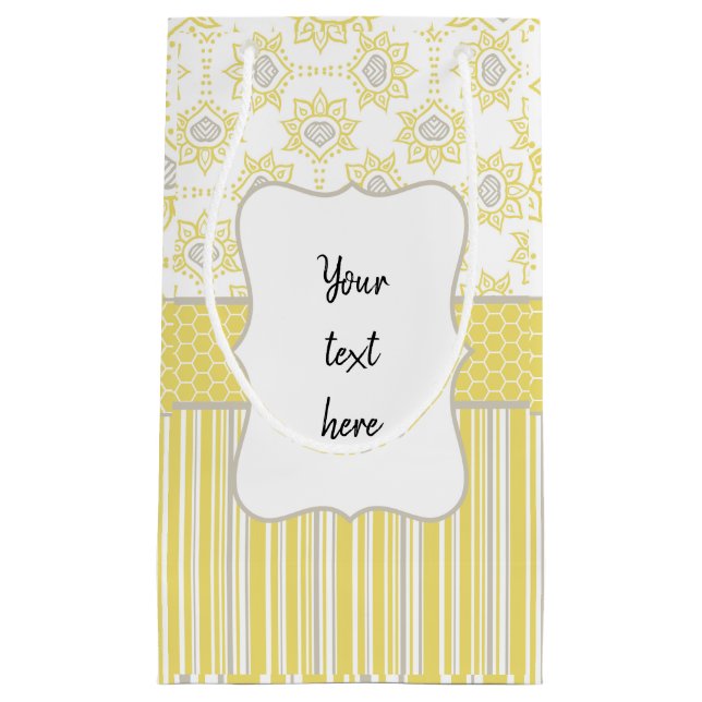 Petit Sac Cadeau Personnalisation géométrique des abeilles jaunes e (Devant)