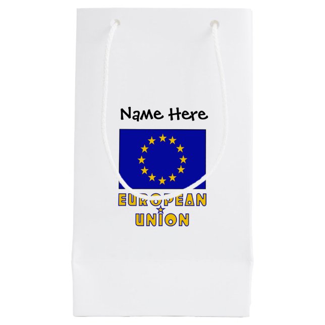 Petit Sac Cadeau Personnalisation noire du drapeau de l'Union europ (Devant)