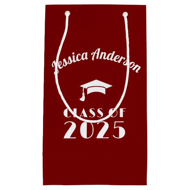 Petit Sac Cadeau Personnalisé Marron et Blanc Diplôme  (Devant)