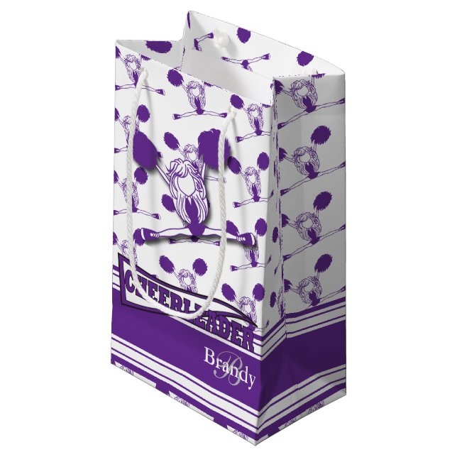 Petit Sac Cadeau Personnaliser le Pom-pom girl violet (Devant Angle)