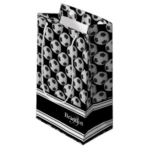 Petit Sac Cadeau Personnalisez les ballons de football noirs et