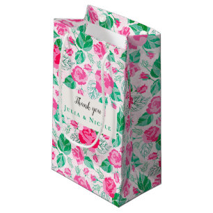 Petit Sac Cadeau Pétales de rose vert rose Fleurs Jardin Mariage