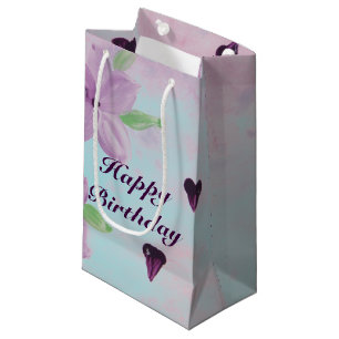 Petit Sac Cadeau Petit Cadeau Floral Violet Avec Bleu
