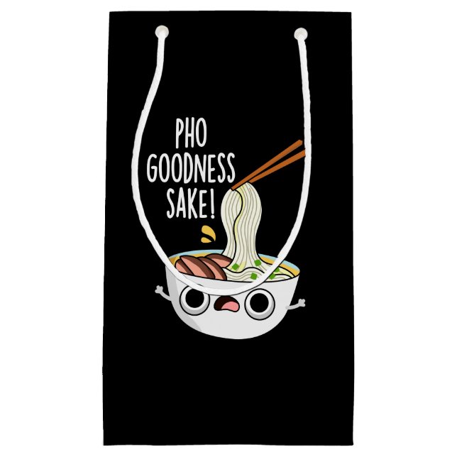 Petit Sac Cadeau Pho Goodness Sake Funny Noodle Pun Dark BG (Devant)