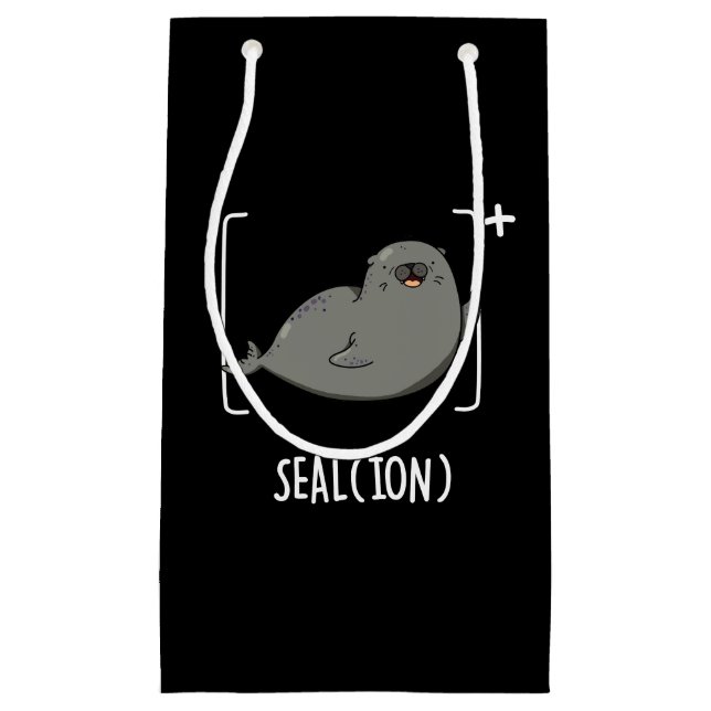 Petit Sac Cadeau Phoque Ion Funny Sea Lion Pun Dark BG (Devant)