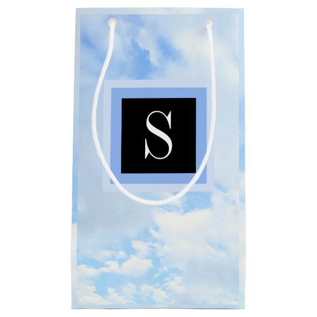 Petit Sac Cadeau Photo ciel bleu clair nuageux avec une initiale un (Devant)