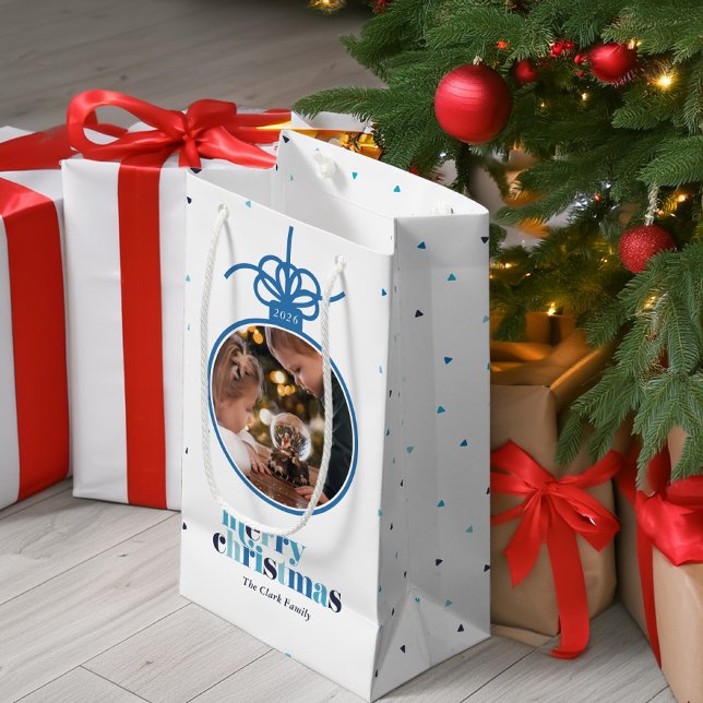 Petit Sac Cadeau Photo de l'ornement de lettres bleues (Créateur téléchargé)