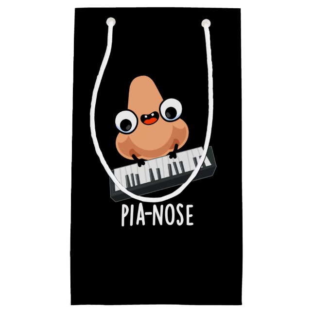 Petit Sac Cadeau Pianose Funny Piano Nose Pun Dark BG (Devant)