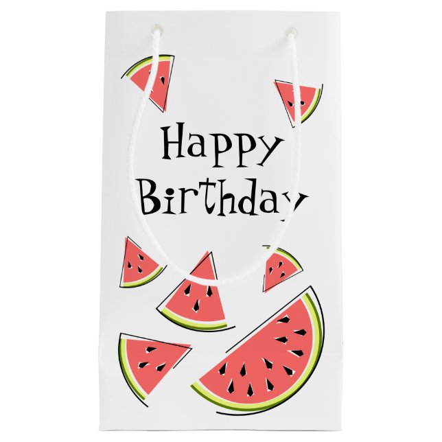 Petit Sac Cadeau Pièces de pastèque Joyeux anniversaire (Devant)